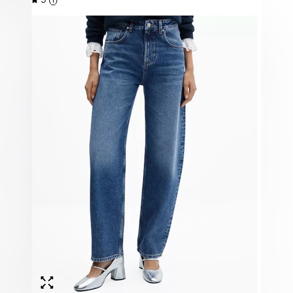 Mango Barrel Leg Jeans in Blue Denim